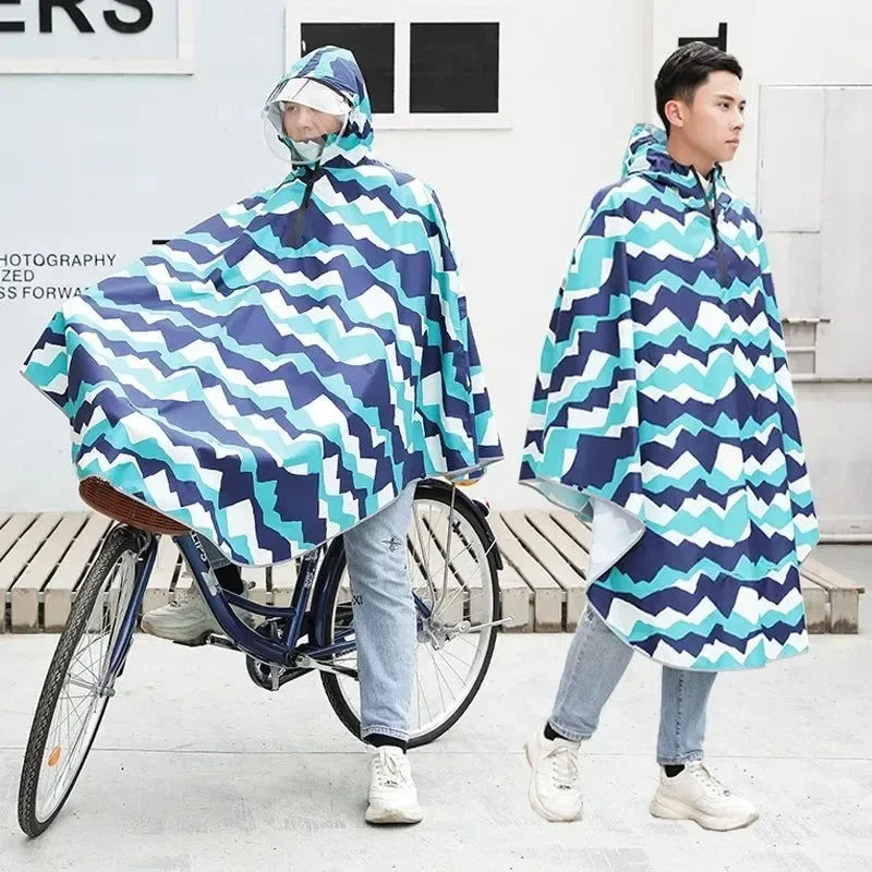 Fashionable Korean-Style Bicycle Rain Poncho – Waterproof Cycling Raincoat for Men and Women - Trekker Essentials