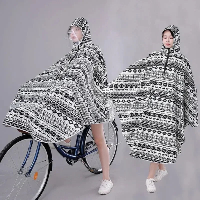 Fashionable Korean-Style Bicycle Rain Poncho – Waterproof Cycling Raincoat for Men and Women - Trekker Essentials