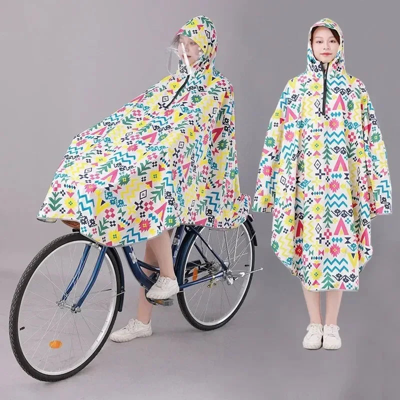 Fashionable Korean-Style Bicycle Rain Poncho – Waterproof Cycling Raincoat for Men and Women - Trekker Essentials