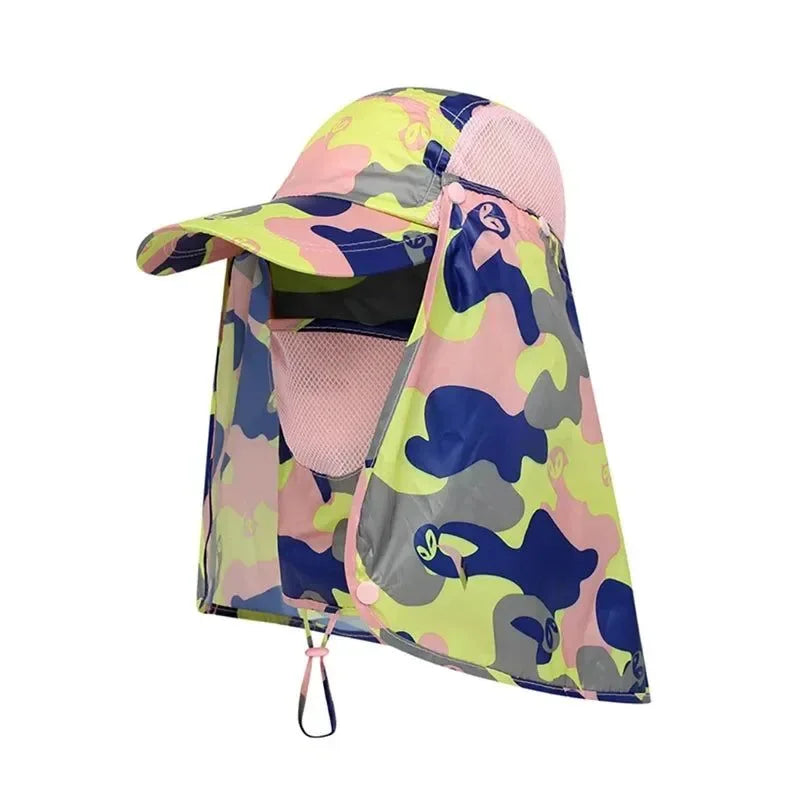 Fishing Flap Cap for Men and Women - Quick Dry Sunshade UV Protection with Removable Ear and Neck Cover, Mosquito-Proof Hat for Outdoor Activities - Trekker Essentials