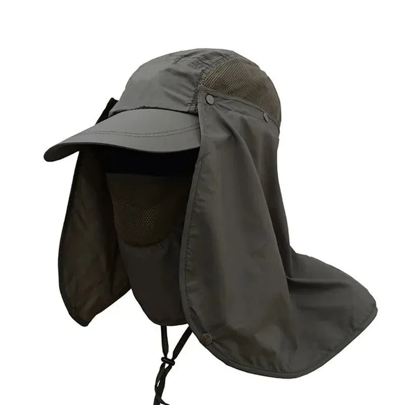 Fishing Flap Cap for Men and Women - Quick Dry Sunshade UV Protection with Removable Ear and Neck Cover, Mosquito-Proof Hat for Outdoor Activities - Trekker Essentials