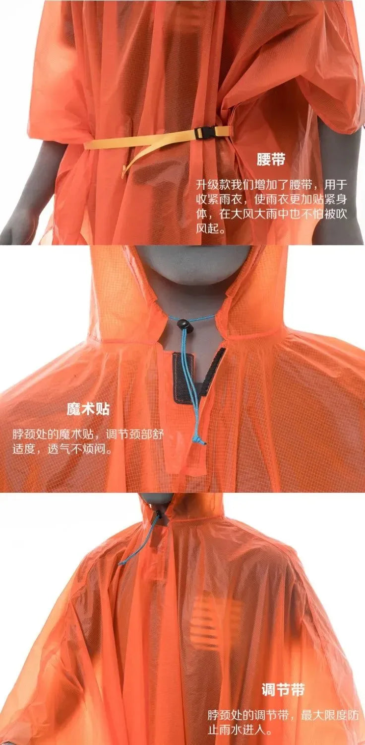FLAME'S CREED Ultralight 15D Nylon Rain Jacket - Versatile Outdoor Raincoat and Mini Tarp for Hiking, Cycling, and Camping - Trekker Essentials