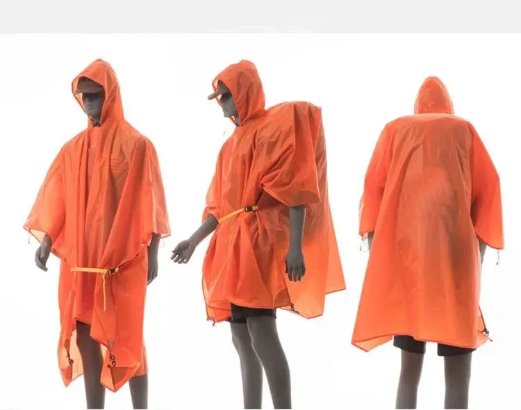 FLAME'S CREED Ultralight 15D Nylon Rain Jacket - Versatile Outdoor Raincoat and Mini Tarp for Hiking, Cycling, and Camping - Trekker Essentials