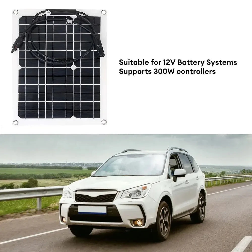 Flexible Solar Panel 12V Battery Charger Dual USB with Controller for Outdoor Camping - Trekker Essentials