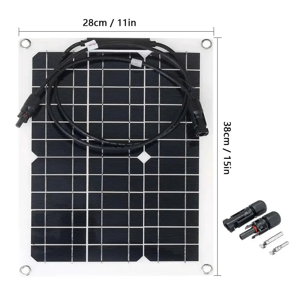 Flexible Solar Panel 12V Battery Charger Dual USB with Controller for Outdoor Camping - Trekker Essentials