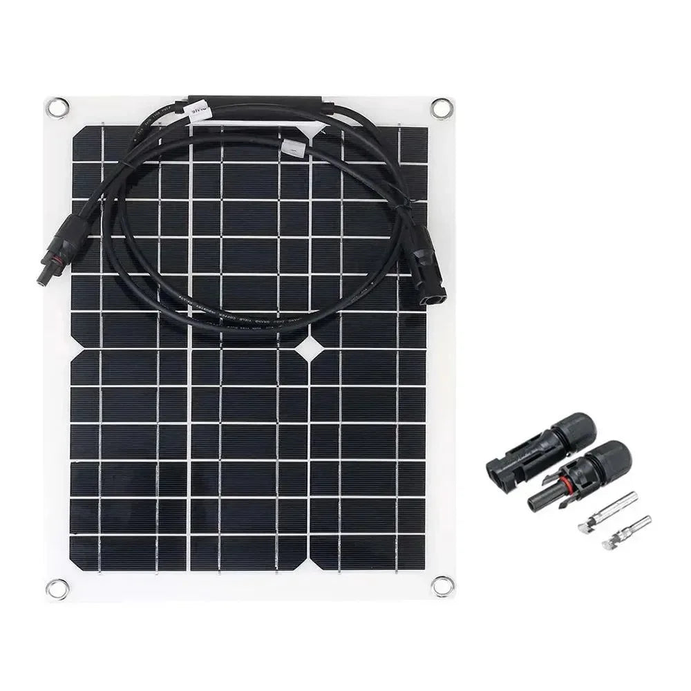 Flexible Solar Panel 12V Battery Charger Dual USB with Controller for Outdoor Camping - Trekker Essentials