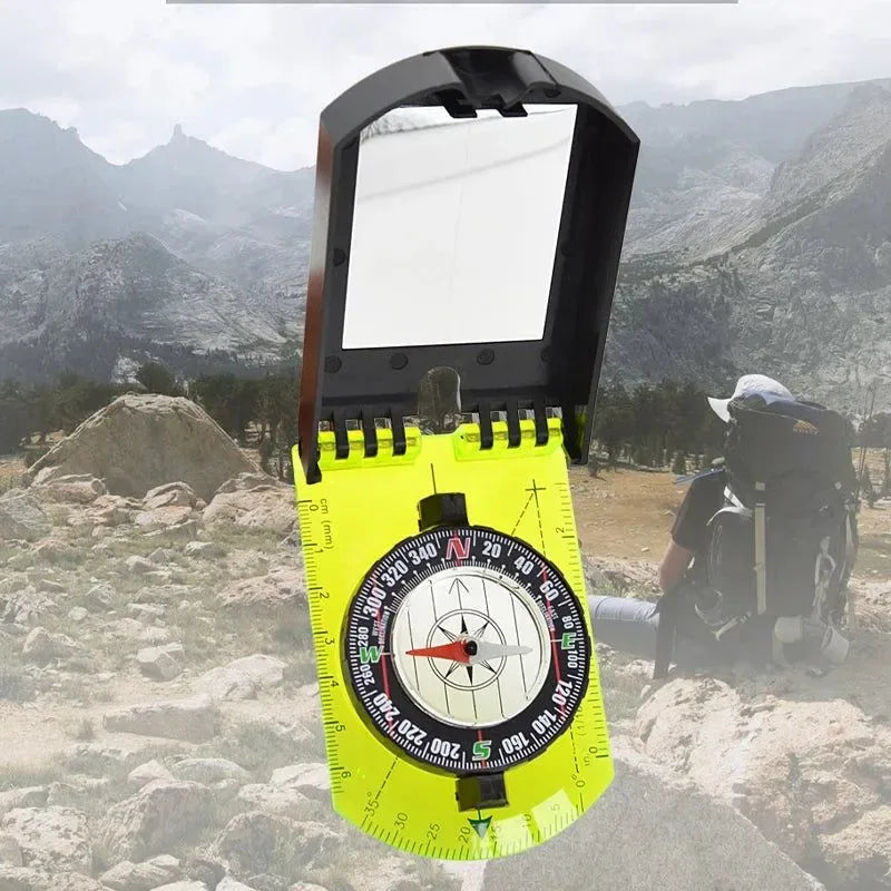 Flip Multifunctional Mirror Compass with Scale Map Ruler - Perfect for Outdoor Hiking and Camping - Trekker Essentials