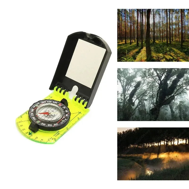 Flip Multifunctional Mirror Compass with Scale Map Ruler - Perfect for Outdoor Hiking and Camping - Trekker Essentials