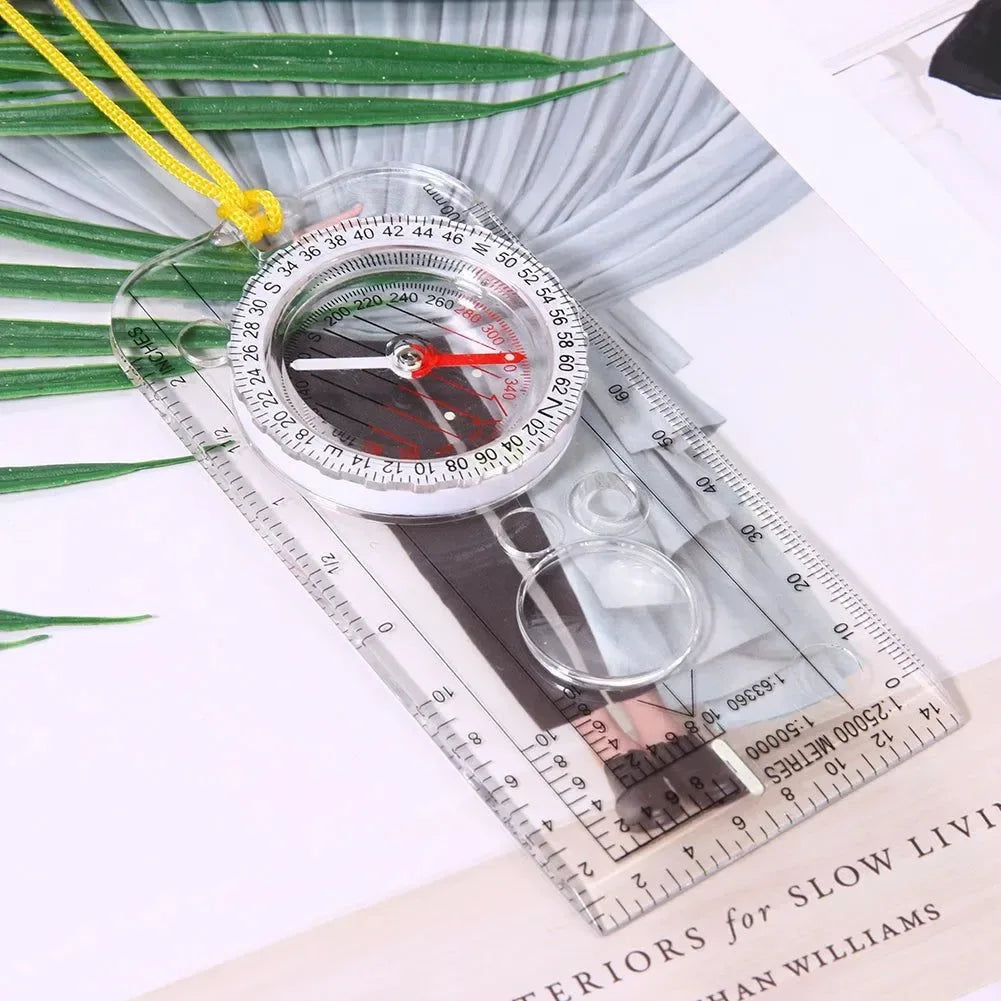 Flip Multifunctional Mirror Compass with Map Ruler – Compact Hiking & Camping Tool - Trekker Essentials