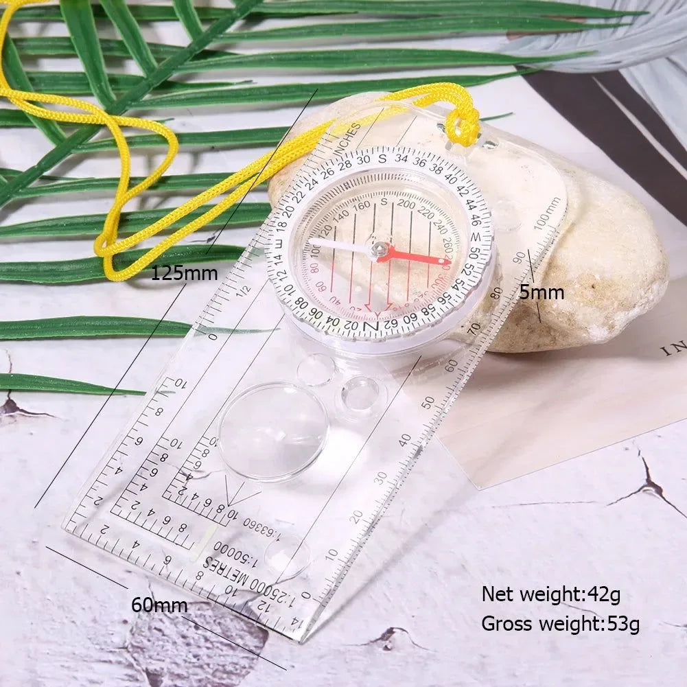 Flip Multifunctional Mirror Compass with Map Ruler – Compact Hiking & Camping Tool - Trekker Essentials
