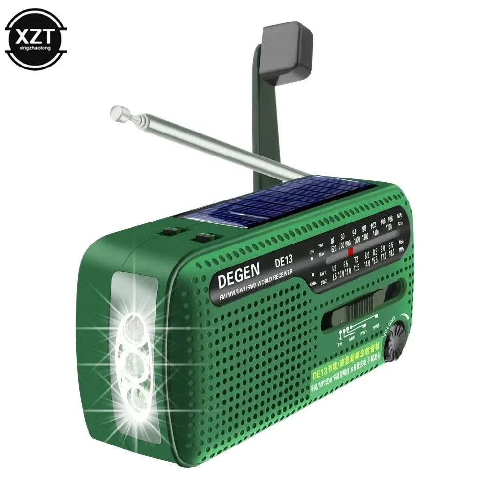 FM AM SW Full Band Radio - Hand Crank Generator, Solar Emergency Power Bank, Retro Portable Radio Receiver - Trekker Essentials