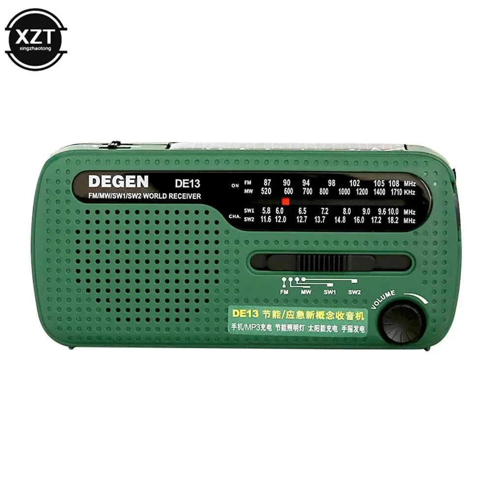 FM AM SW Full Band Radio - Hand Crank Generator, Solar Emergency Power Bank, Retro Portable Radio Receiver - Trekker Essentials