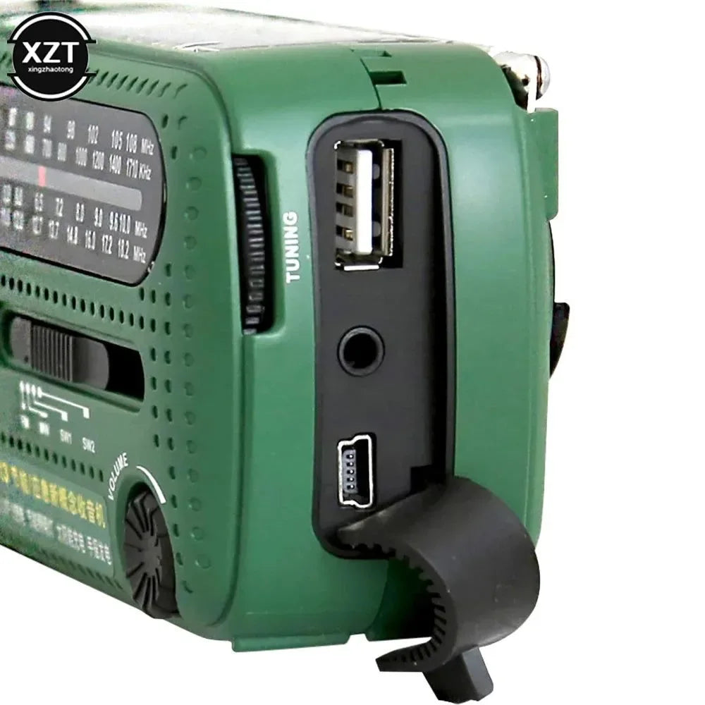 FM AM SW Full Band Radio - Hand Crank Generator, Solar Emergency Power Bank, Retro Portable Radio Receiver - Trekker Essentials