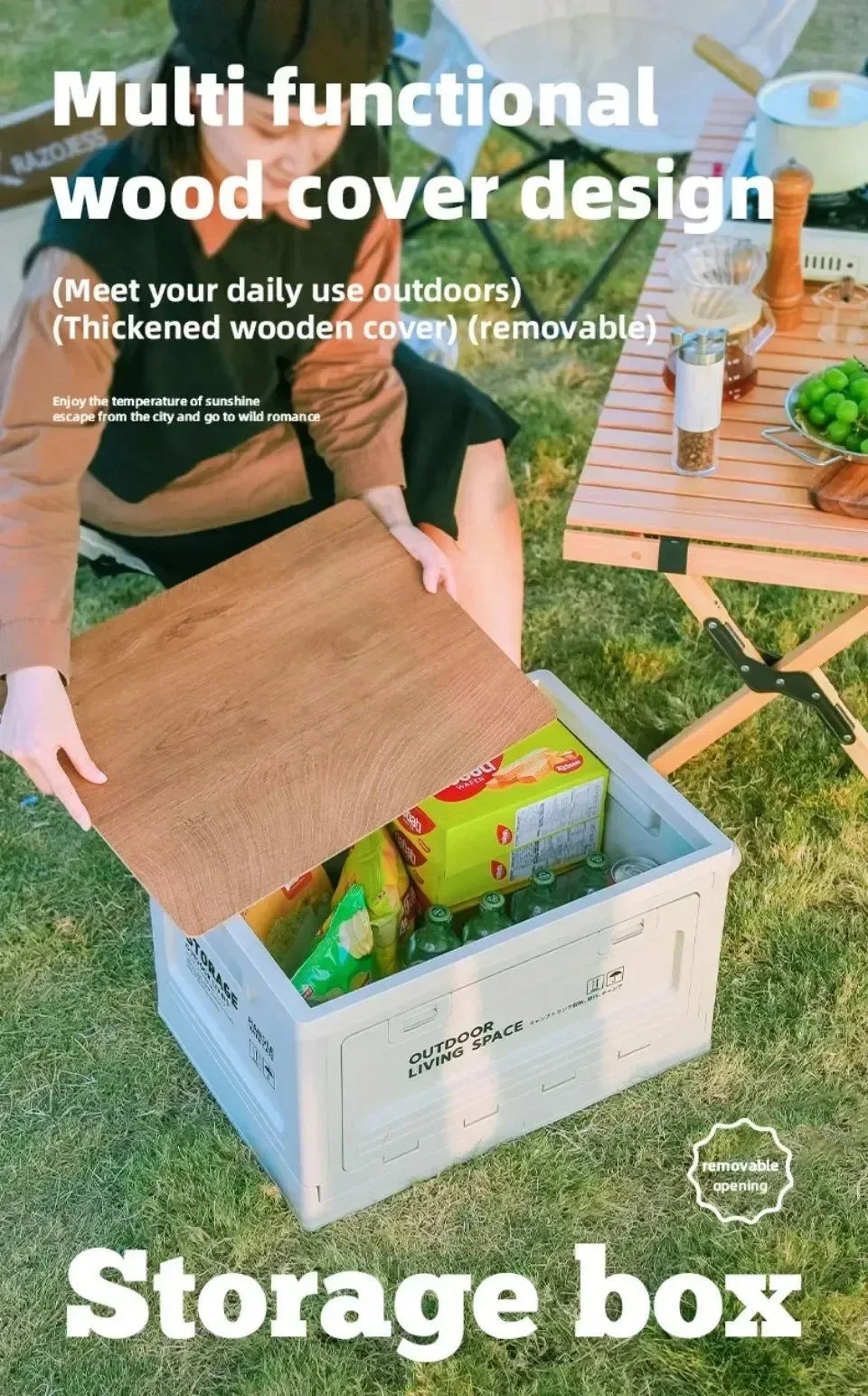 Foldable Camping Storage Box – 27L/50L Large Capacity Organizer for Outdoor, Picnic & Car Trunk - Trekker Essentials