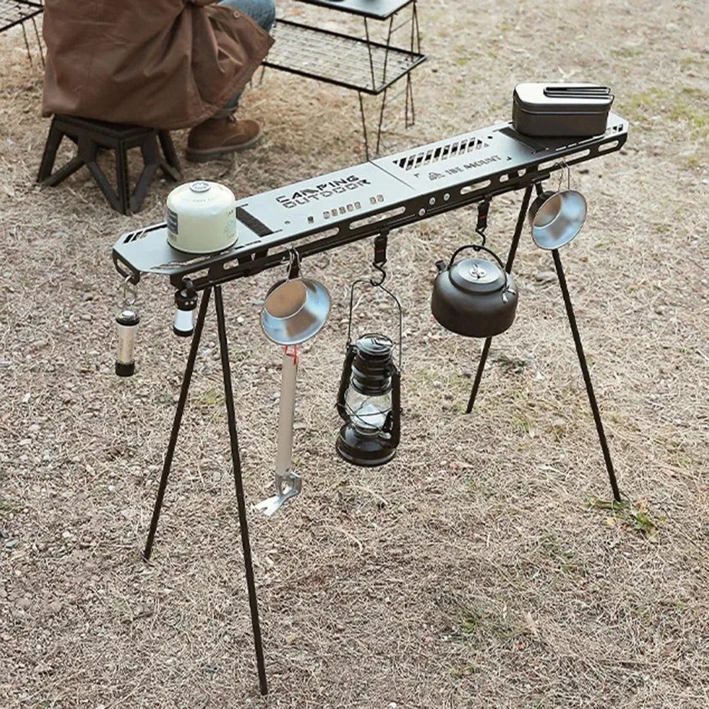 Foldable Camping Tripod Top Plate – High-Strength Hanging Rack with BBQ Holes for Picnics, Hiking & Outdoor Cooking - Trekker Essentials
