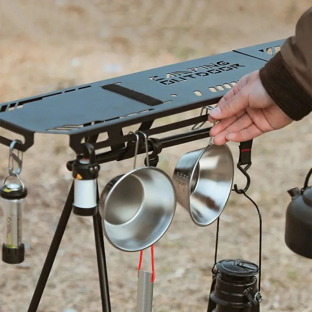 Foldable Camping Tripod Top Plate – High-Strength Hanging Rack with BBQ Holes for Picnics, Hiking & Outdoor Cooking - Trekker Essentials