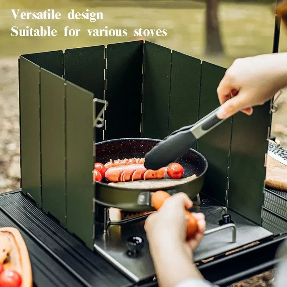 Foldable Portable Cassette Stove Wind Deflector – Camping Windshield Enclosure for Gas Stoves - Trekker Essentials