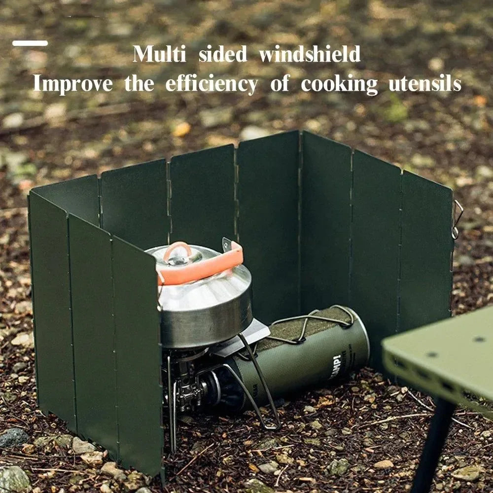 Foldable Portable Cassette Stove Wind Deflector – Camping Windshield Enclosure for Gas Stoves - Trekker Essentials