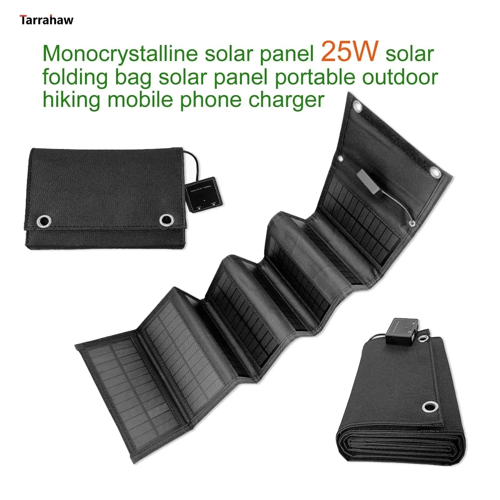 Foldable Solar Panel 25W Portable PV Cell Folding Bag 2USB Output Outdoor Power Bank Hiking Mobile Phone Charger - Trekker Essentials