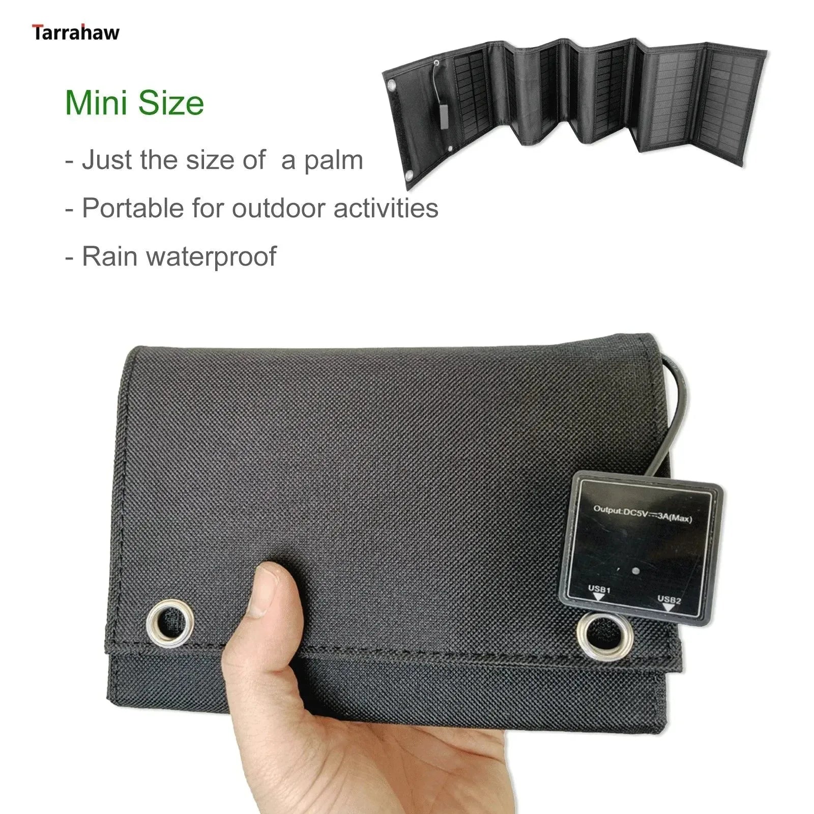Foldable Solar Panel 25W Portable PV Cell Folding Bag 2USB Output Outdoor Power Bank Hiking Mobile Phone Charger - Trekker Essentials