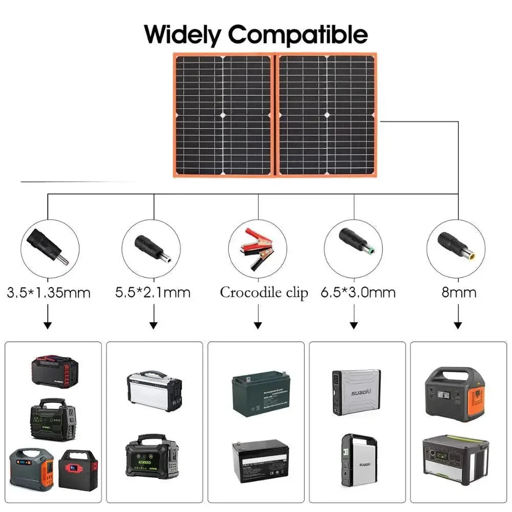 Foldable Solar Panel 30W 50W 60W 80W 100W 150W 200W Portable Photovoltaic Solar Panel for Hiking Power 12V Battery Charger - Trekker Essentials