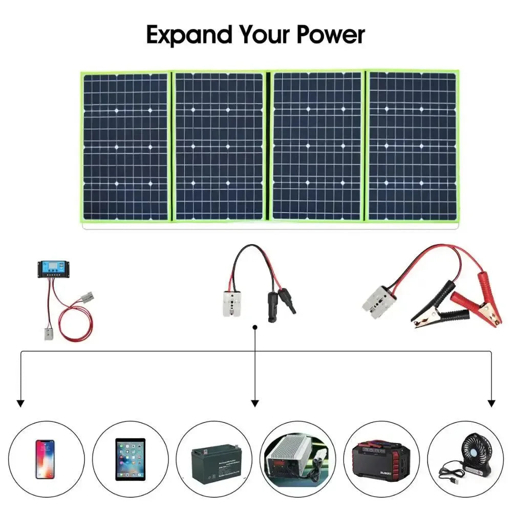 Foldable Solar Panel 30W 50W 60W 80W 100W 150W 200W Portable Photovoltaic Solar Panel for Hiking Power 12V Battery Charger - Trekker Essentials