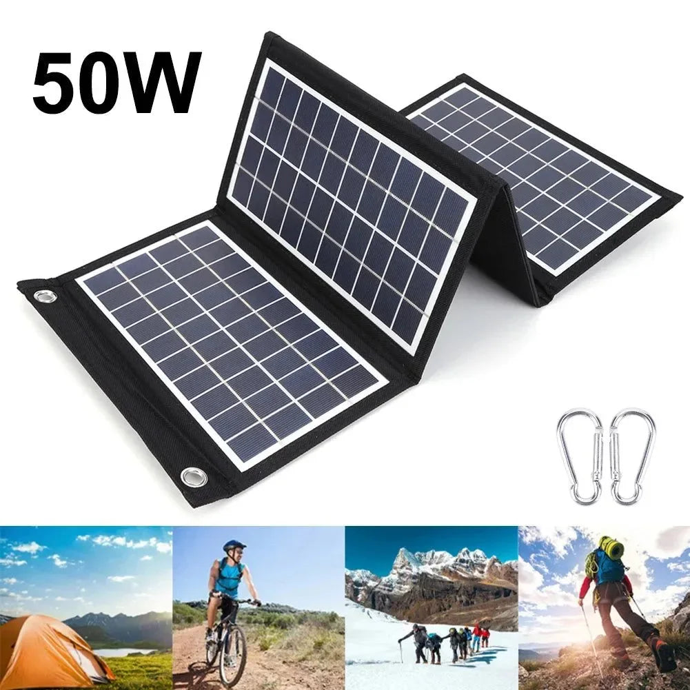 Foldable Solar Panel 30W/40W/50W with Dual USB - Portable Battery Charger for Outdoor Activities, Camping, Hiking, and Tourism - Trekker Essentials