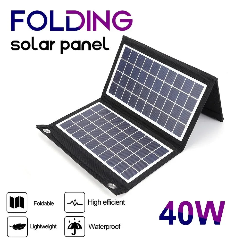 Foldable Solar Panel 30W/40W/50W with Dual USB - Portable Battery Charger for Outdoor Activities, Camping, Hiking, and Tourism - Trekker Essentials