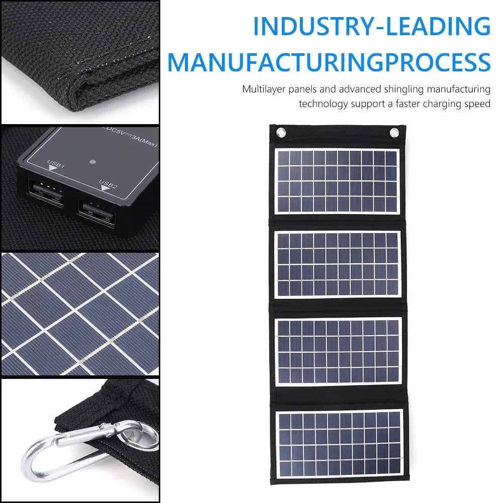 Foldable Solar Panel 30W/40W/50W with Dual USB - Portable Battery Charger for Outdoor Activities, Camping, Hiking, and Tourism - Trekker Essentials