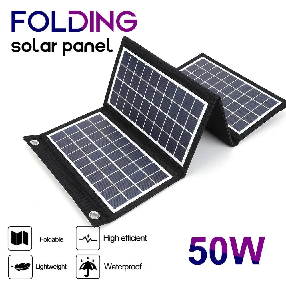 Foldable Solar Panel 30W/40W/50W with Dual USB - Portable Battery Charger for Outdoor Activities, Camping, Hiking, and Tourism - Trekker Essentials