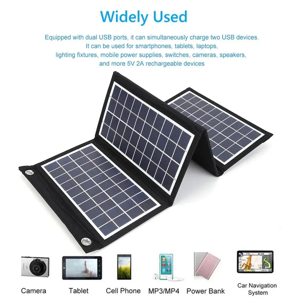 Foldable Solar Panel 30W/40W/50W with Dual USB - Portable Battery Charger for Outdoor Activities, Camping, Hiking, and Tourism - Trekker Essentials