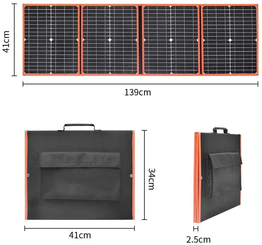 Foldable Solar Panel 50W 60W 80W 100W 150W 200W Portable Photovoltaic Solar Panel for Hiking Power 12V Battery Charger - Trekker Essentials