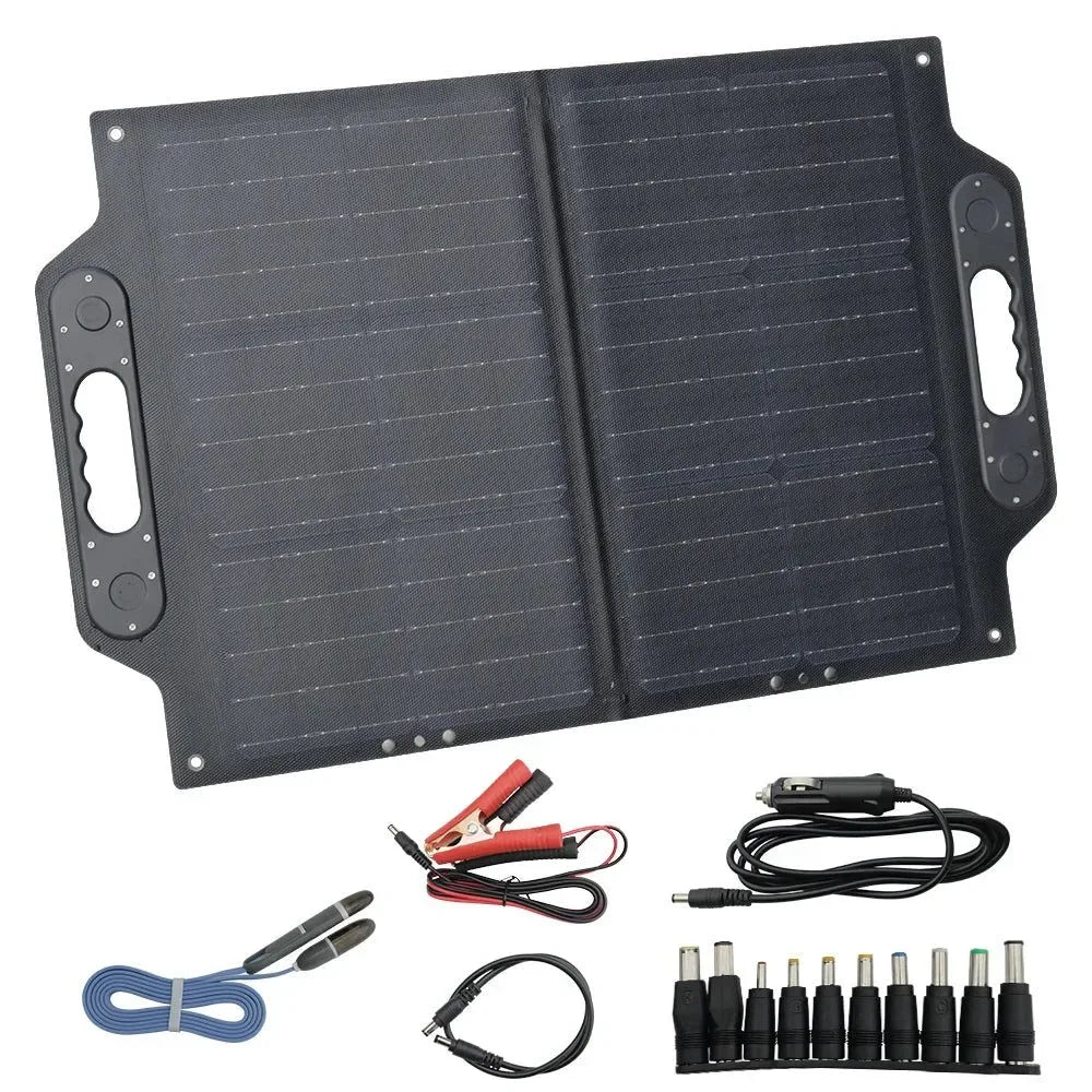 Foldable Solar Panel 50W 60W 80W 100W 150W 200W Portable Photovoltaic Solar Panel for Hiking Power 12V Battery Charger - Trekker Essentials