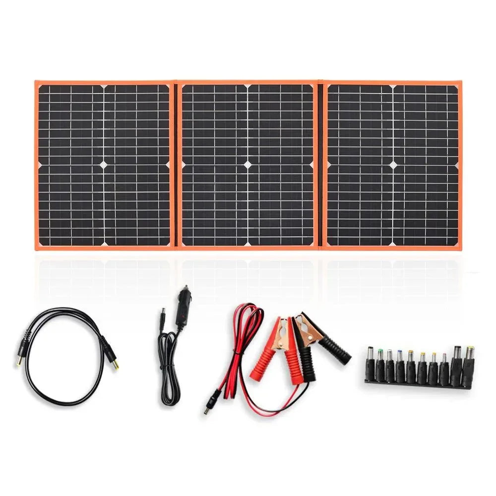 Foldable Solar Panel Portable Solar Charger 12V Battery Power Station 5V USB Mobile Phone Power Bank Laptop Camper Hiking 60W - Trekker Essentials