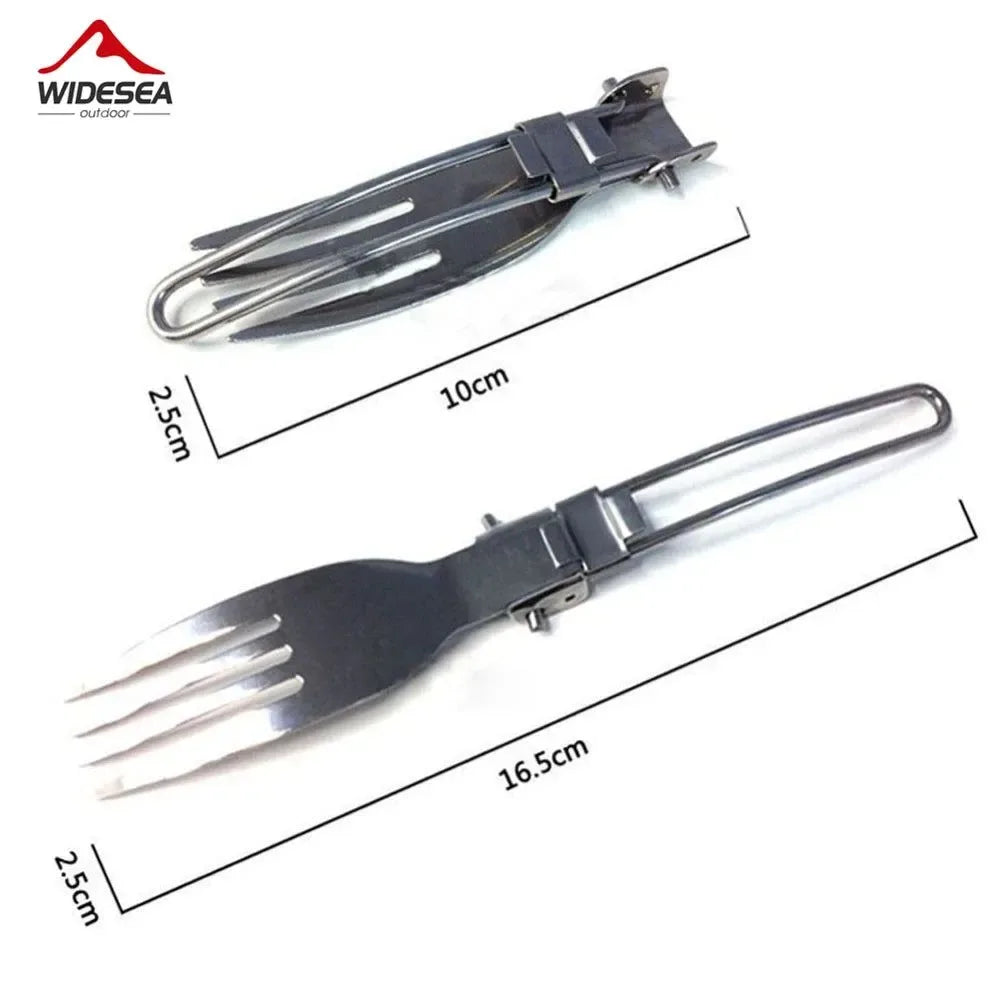 Foldable Stainless Steel Cutlery Set: Portable Outdoor Tableware for Camping and Picnics - Trekker Essentials
