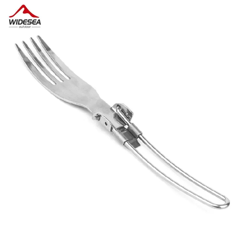 Foldable Stainless Steel Cutlery Set: Portable Outdoor Tableware for Camping and Picnics - Trekker Essentials
