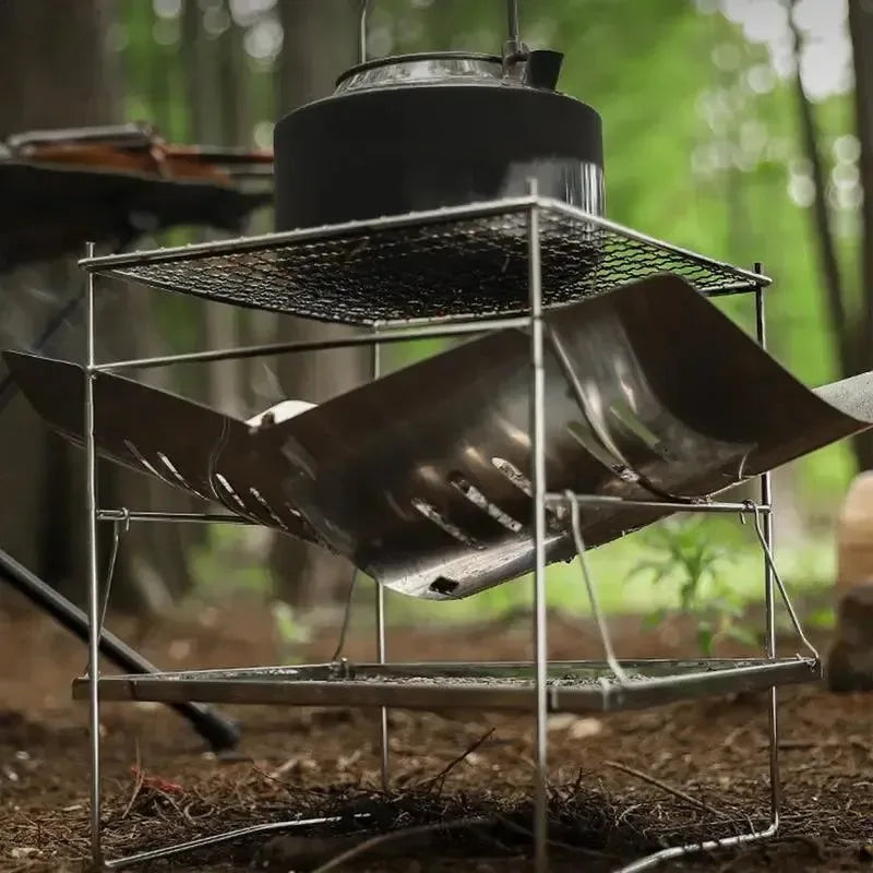 Foldable U-Shape Camping Tent Wood Stove with Ignition Device for Outdoor Activities - Trekker Essentials