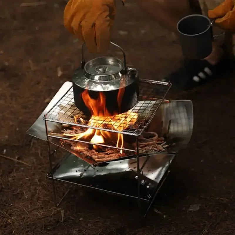 Foldable U-Shape Camping Tent Wood Stove with Ignition Device for Outdoor Activities - Trekker Essentials