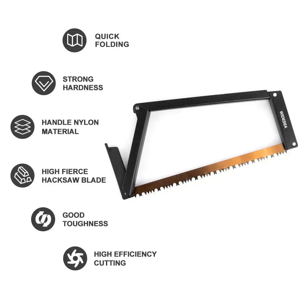 Folding Camping Saw with 32cm Manganese Blade: Portable and Foldable Logging Tool for Outdoor Wood Branches - Trekker Essentials