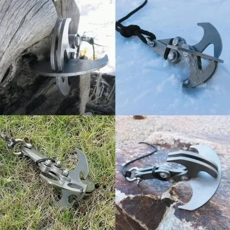 Folding Grappling Hook - Multi functional Stainless Steel Survival Tool for Outdoor Climbing and Camping - Trekker Essentials