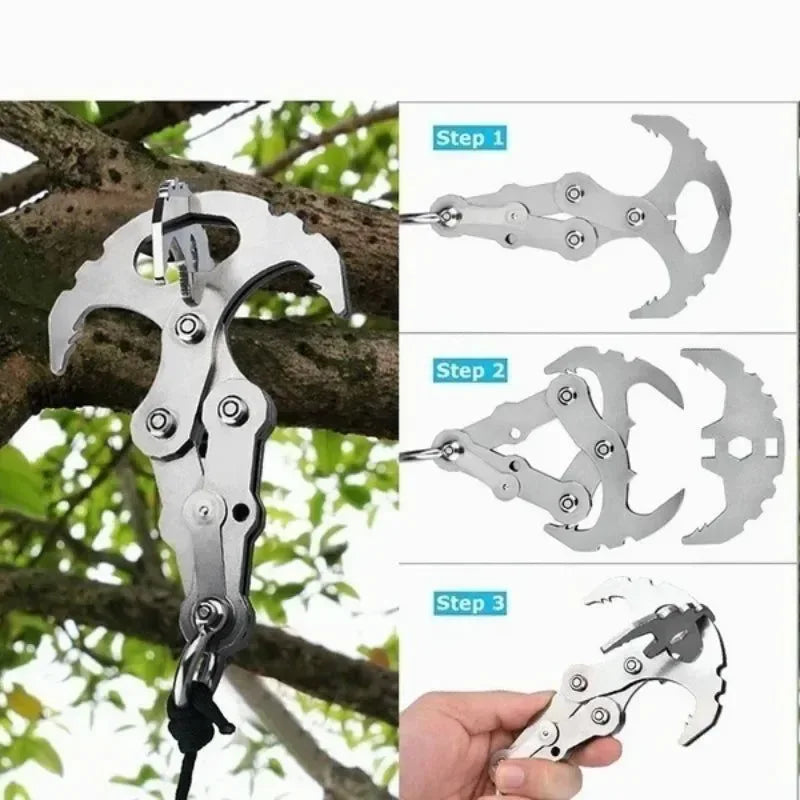 Folding Grappling Hook - Multi functional Stainless Steel Survival Tool for Outdoor Climbing and Camping - Trekker Essentials