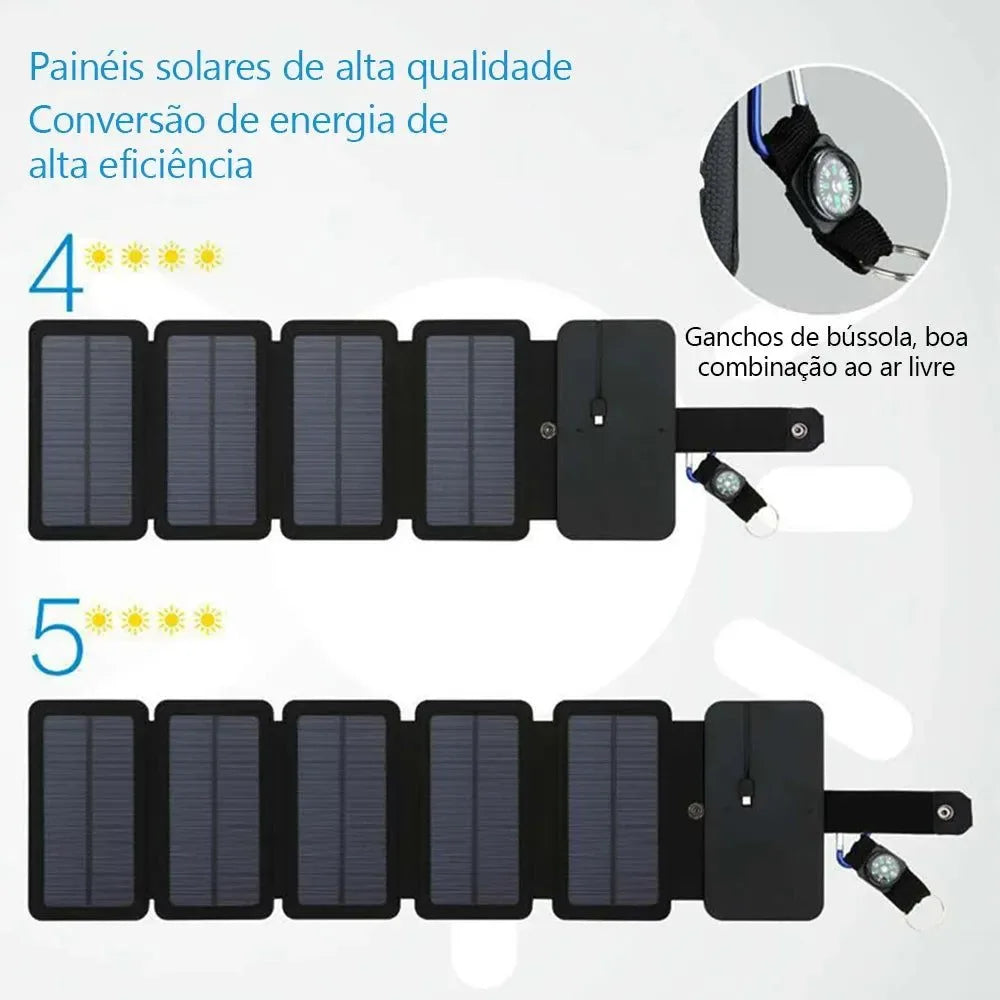 Folding Outdoor Solar Panel Charger - Portable 5V 2.1A USB Output for Smartphones, Camping, Hiking, and Travel - Trekker Essentials