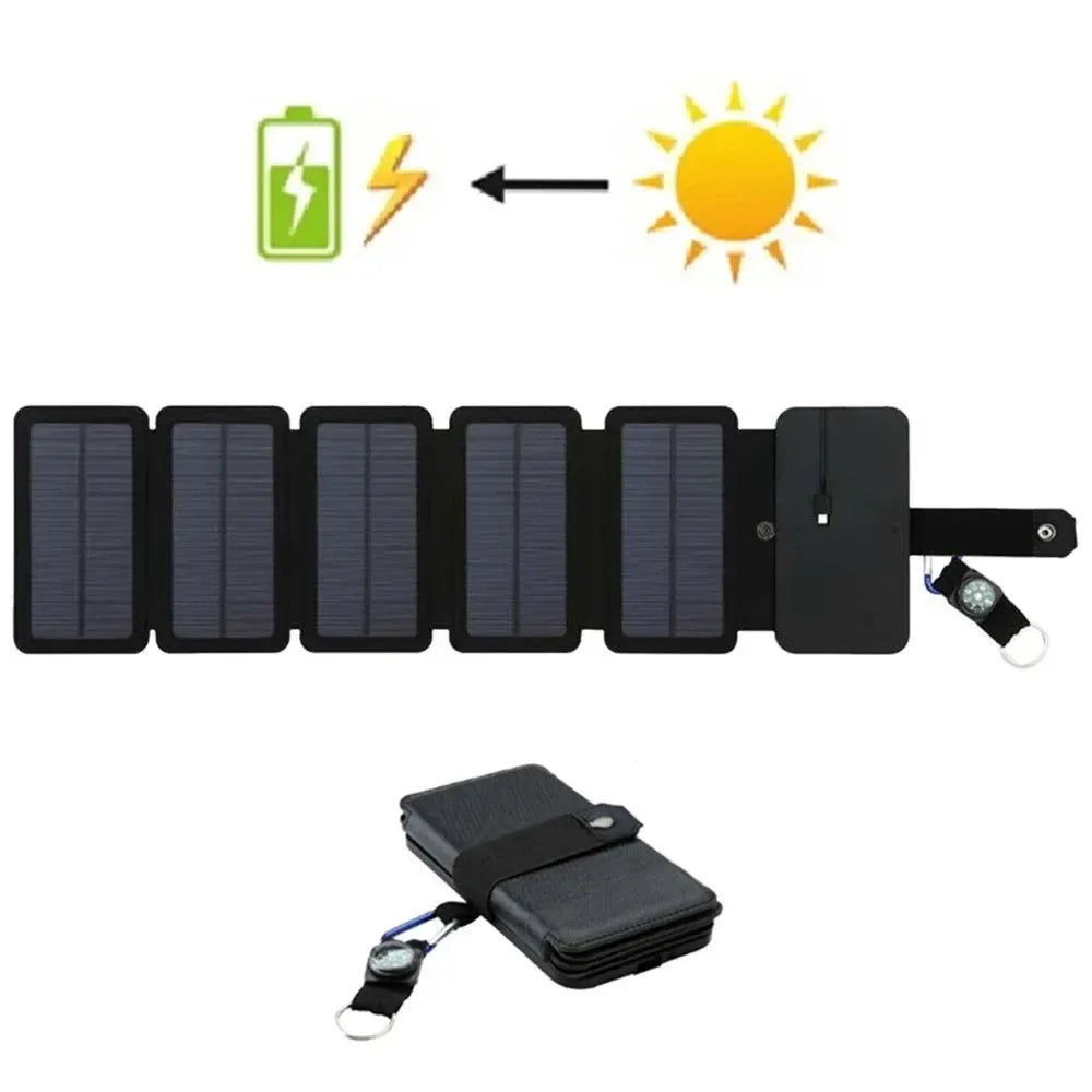 Folding Outdoor Solar Panel Charger 5V 2.1A USB for Smartphones - Portable Power Supply for Camp, Hiking, Backpacking - Trekker Essentials