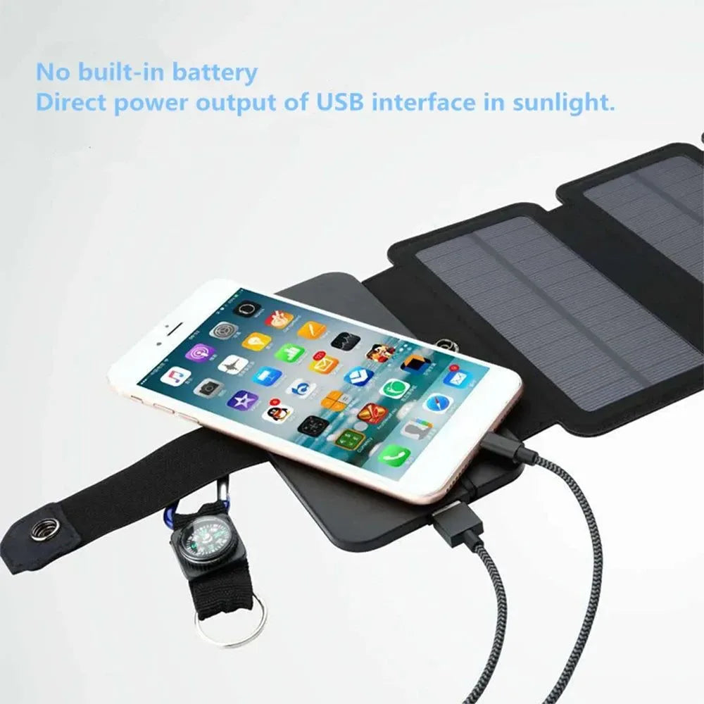 Folding Outdoor Solar Panel Charger 5V 2.1A USB for Smartphones - Portable Power Supply for Camp, Hiking, Backpacking - Trekker Essentials