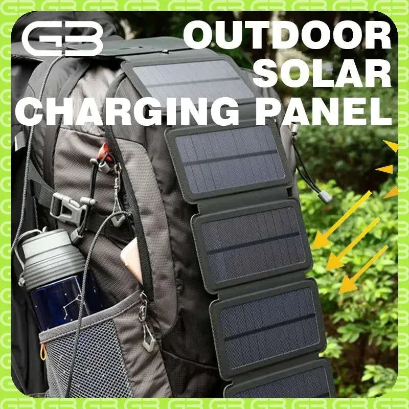 Folding Outdoor Solar Panel Charger - Portable 5V 2.1A USB Output for Smartphones, Camping, Hiking, and Travel - Trekker Essentials