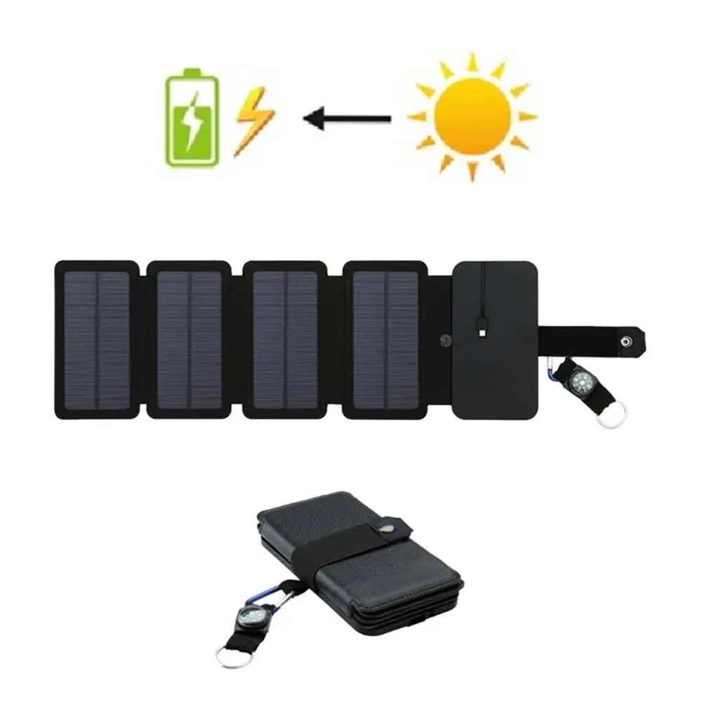 Folding Outdoor Solar Panel Charger 5V 2.1A USB for Smartphones - Portable Power Supply for Camp, Hiking, Backpacking - Trekker Essentials