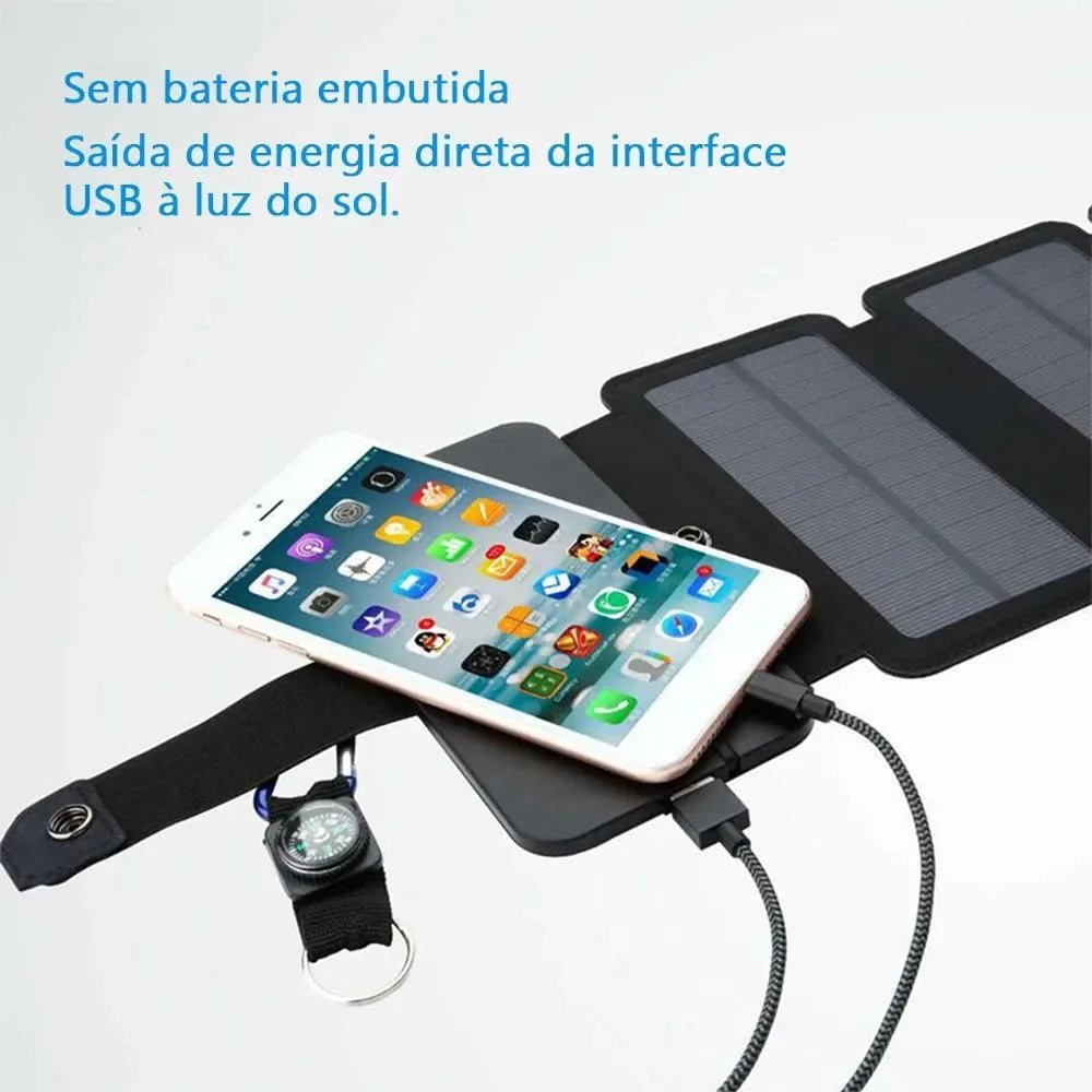 Folding Outdoor Solar Panel Charger - Portable 5V 2.1A USB Output for Smartphones, Camping, Hiking, and Travel - Trekker Essentials