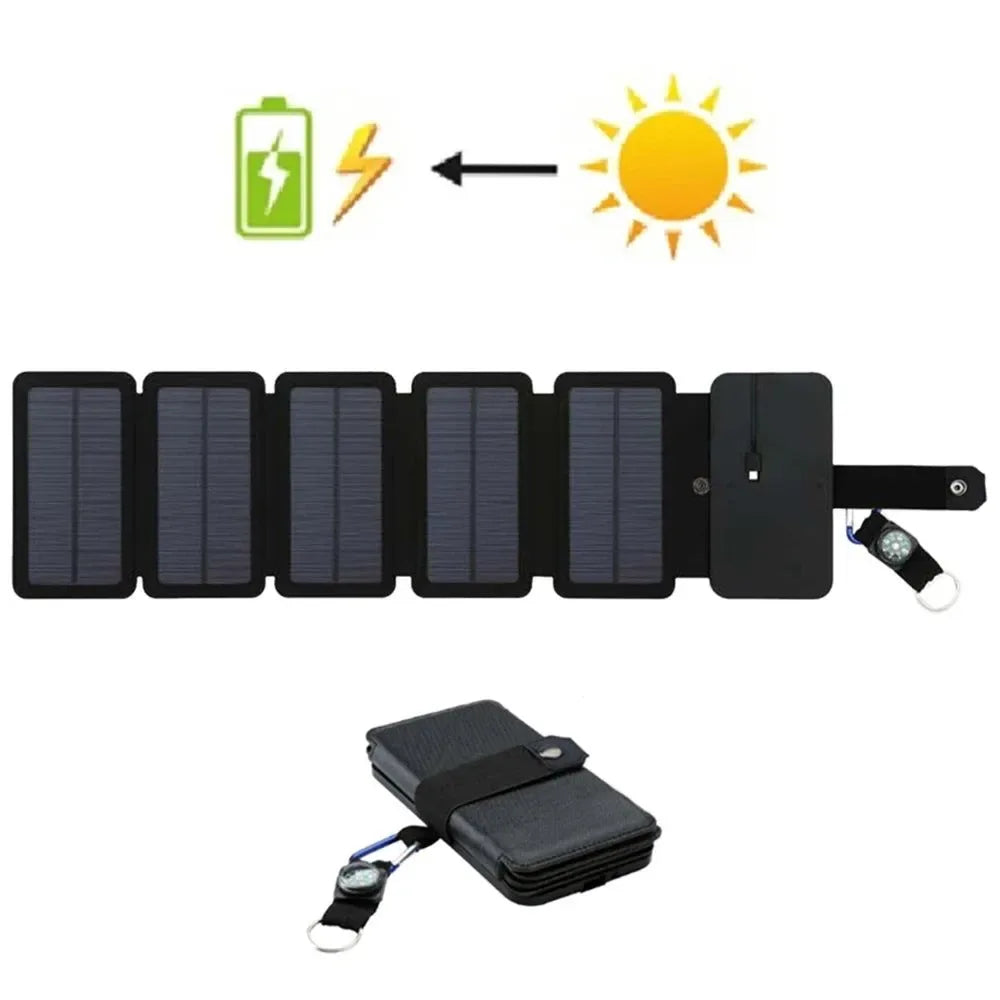Folding Outdoor Solar Panel Charger - Portable 5V 2.1A USB Output for Smartphones, Camping, Hiking, and Travel - Trekker Essentials