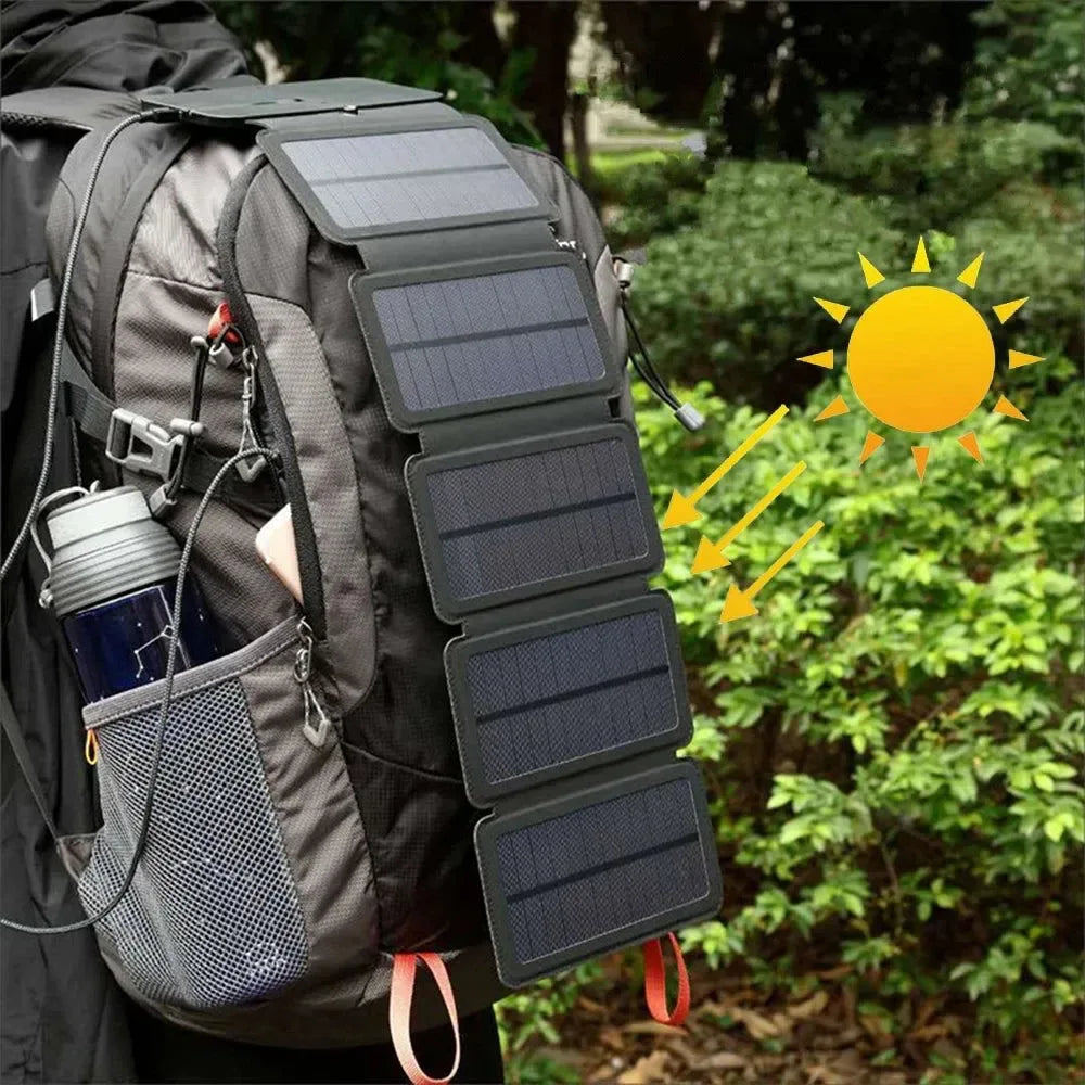 Folding Outdoor Solar Panel Charger 5V 2.1A USB for Smartphones - Portable Power Supply for Camp, Hiking, Backpacking - Trekker Essentials