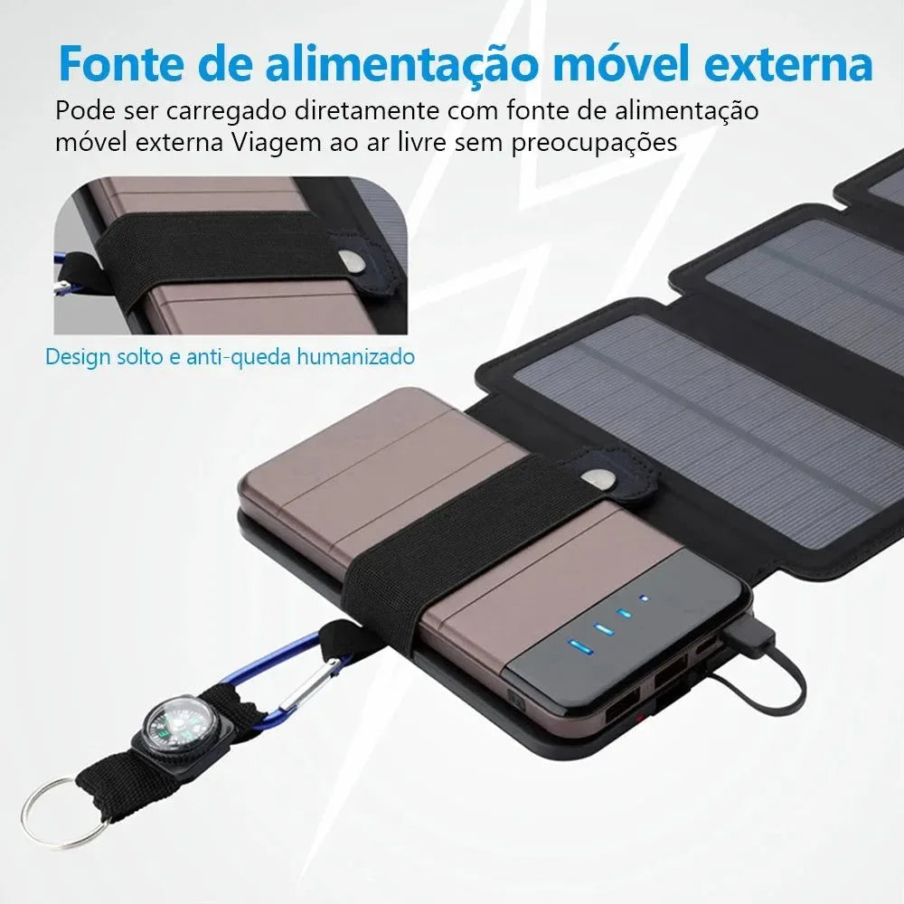Folding Outdoor Solar Panel Charger - Portable 5V 2.1A USB Output for Smartphones, Camping, Hiking, and Travel - Trekker Essentials